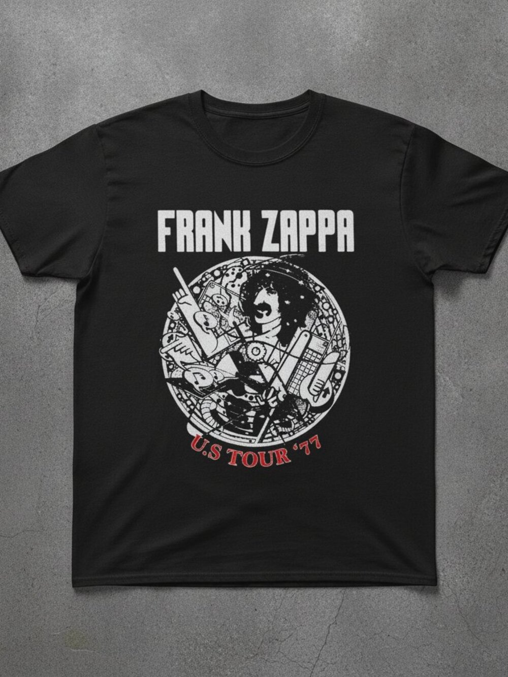 Frank Zappa U.S. Tour '77 Vintage Rock Band T-Shirt Retro Music Fan Graphic Tee